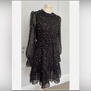 & Other Stories Black Dress with Pink Floral Pattern